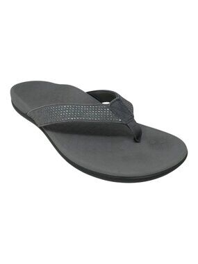 Vionic Tiders Gray Jeweled Flip Flop Thong Sandals Womens 10